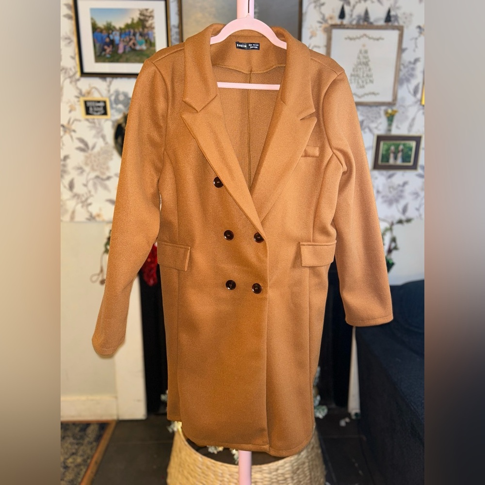 New Look Camel Double-Breasted Trench Coat
